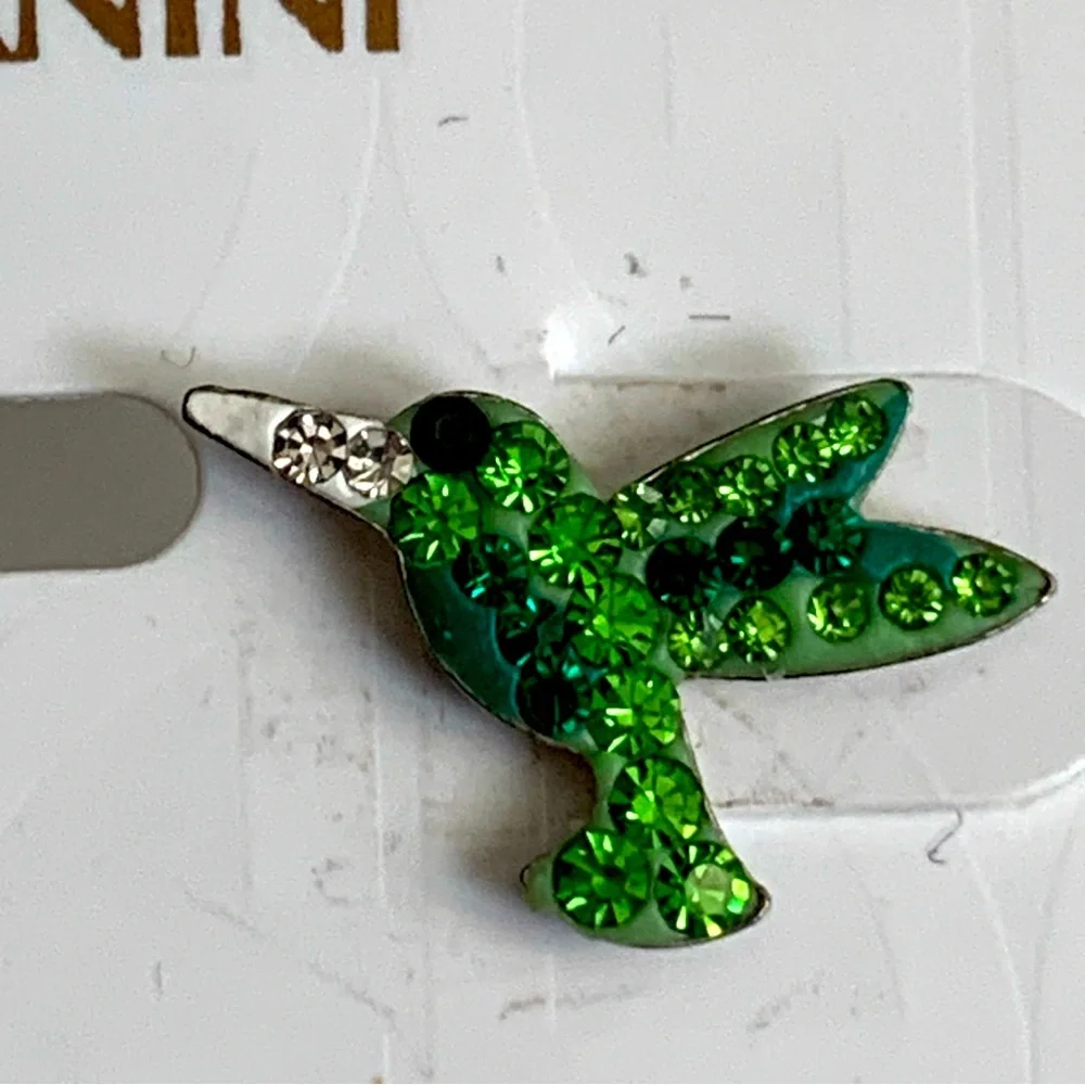 GIANI BERNINI Sterling Silver Crystal Green Hummingbird Stud Earrings